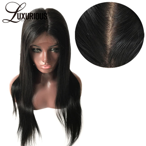 Luxurious Brazilian Remy Straight Full Lace Human Hair Wig For Black Women Natural Color