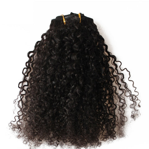 Dolago Brazilian Remy Kinky Curly Clip In Human Hair Extensions 7 Piece Set