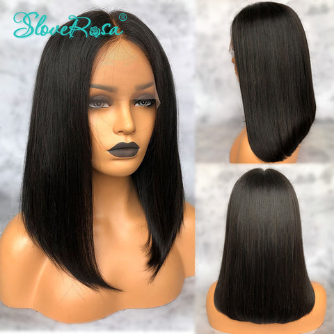 Slove Rosa Short Brazilian Remy Lace Front With Full End Bleached Knots Human Hair Short Bob Wig