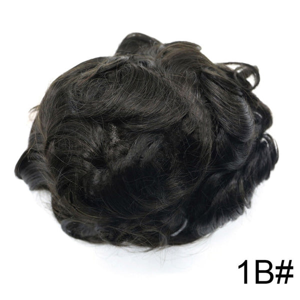 QHP Natural Looking Remy Hair Toupee For Men Hairpiece