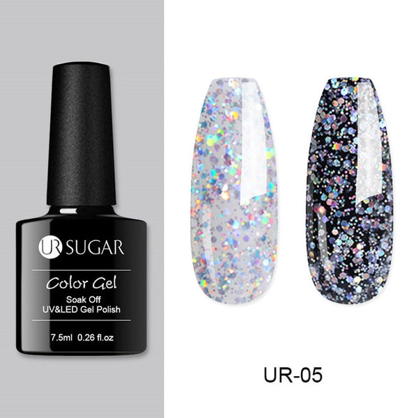 UR SUGAR Laser Silver Series Glitter Shining Sequins UV Led Gel Nail Polish