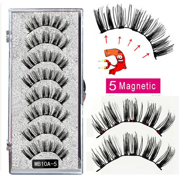 MBA 3D Long Natural Mink Thick 5 Magnetic False Curler Eyelashes 4 Piece Set