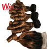 Wigbow Brazilian Ombre Loose Wave With Closure 8-16 inch 3 Piece Human Hair Curly Weave Bundles