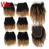 WigBow Curly Peruvian 6 Piece Bundles With Lace Closure No Shed Tangle Free Human Hair Extensions