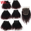 WigBow Curly Peruvian 6 Piece Bundles With Lace Closure No Shed Tangle Free Human Hair Extensions