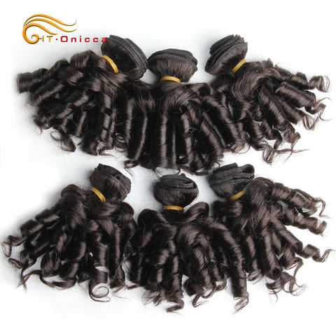 HTonicca Peruvian Bundles Bouncy Curly Human Hair Ombre Loose Wave Hair Extensions 6 Piece Bundles