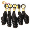 HTonicca Brazilian Bouncy Loose Wave Curly Natural Color Human Hair Weave Extensions 10-18 Inches 5pc Bundles