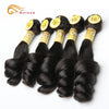 HTonicca Brazilian Bouncy Loose Wave Curly Natural Color Human Hair Weave Extensions 10-18 Inches 5pc Bundles