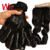 Wigbow Brazilian Bouncy Curly Human Hair Weave Extensions 3 Piece With Closure Double Strawn Bundles