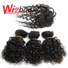 Wigbow Short Brazilian Remy Kinky Curly Human With Machine Made Closure Natural Color Hair Bundles