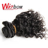 Wigbow Short Brazilian Remy Kinky Curly Human With Machine Made Closure Natural Color Hair Bundles